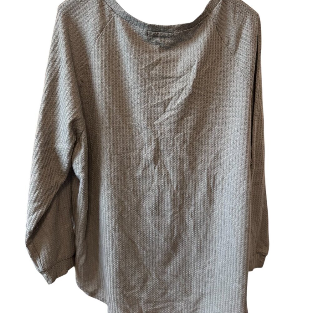 Women’s Gray Waffle Knit Tunic Top – Relaxed Fit